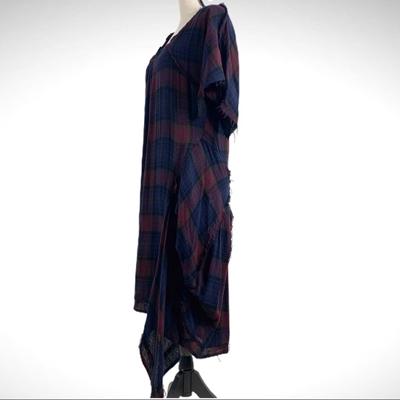 McQ Alexander McQueen Plaid Asymmetric Dress with Raw Hem - Picture 3 of 13